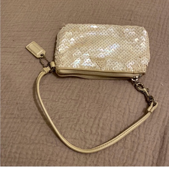 Coach Sequin Cream Clutch Bag - Picture 5 of 6